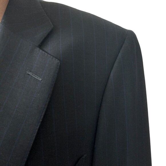 Ermenegildo Zegna Trofeo Black with Navy Pin Stripe 100% Wool Sport Coat Blazer - Picture 6 of 11